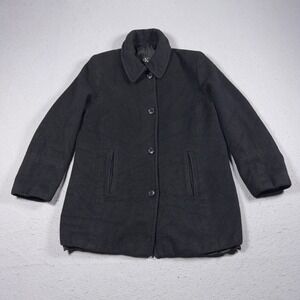 Calvin Klein Wool Angora Coat Women 6 Black Button Front Classic Winter